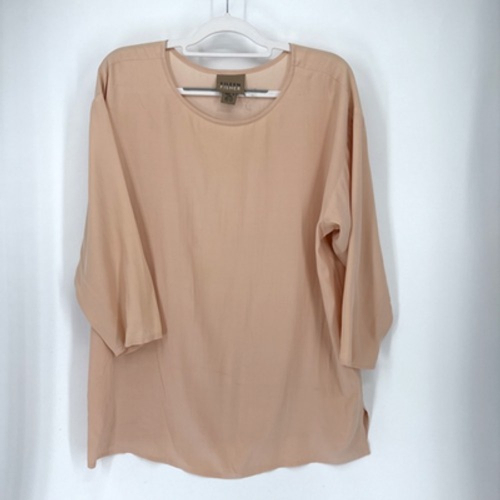 Eileen Fisher Silk Skirt Set Womens Medium Peach Lagenlook Tunic